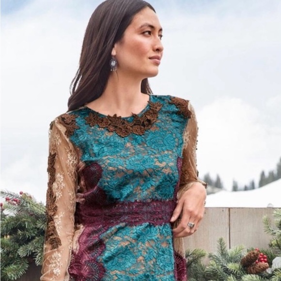 Sundance color block lace peplum top 6-8 fun for holiday season - Picture 8 of 8